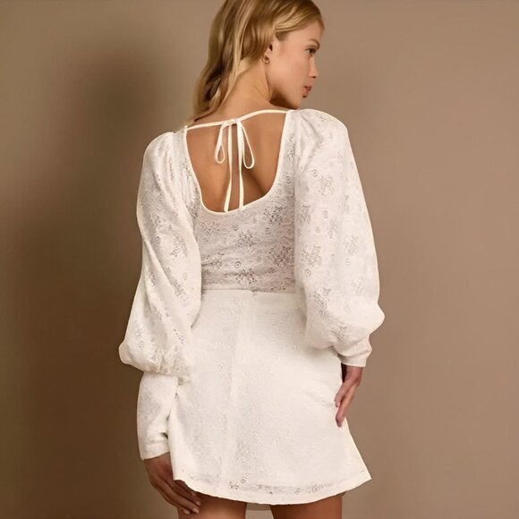 Lulus Stay Stunning Lace Skirt Set Off-White M NWT - Picture 1 of 12